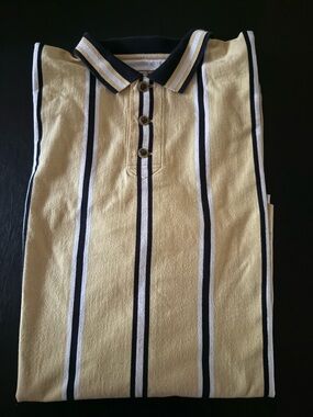 Cutter & Buck Yellow Polo with Black and White Stripes